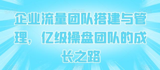 企业流量团队搭建与管理，亿级操盘团队的成长之路-策里行间