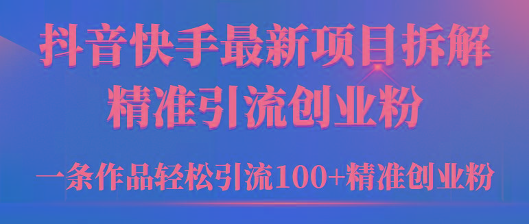 (9447期)2024年抖音快手最新项目拆解视频引流创业粉，一天轻松引流精准创业粉100+-策里行间