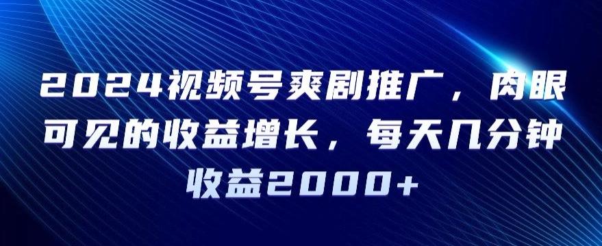 2024视频号爽剧推广，肉眼可见的收益增长，每天几分钟收益2000+【揭秘】-策里行间