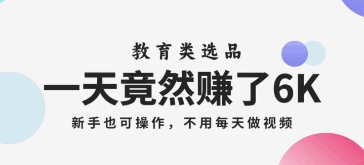 一天竟然赚了6000多，教育类选品，新手也可操作，更不用每天做短视频【揭秘】-策里行间