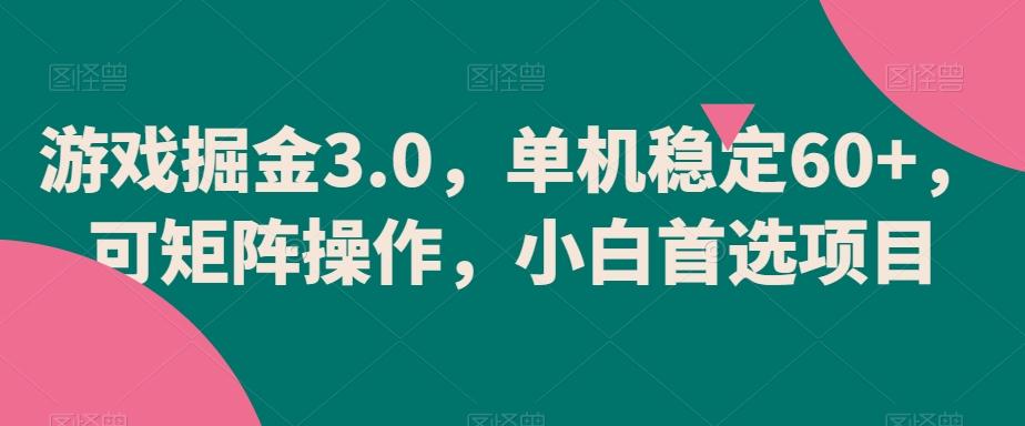 游戏掘金3.0，单机稳定60+，可矩阵操作，小白首选项目【揭秘】-策里行间