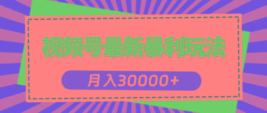 视频号最新暴利玩法，轻松月入30000+-策里行间