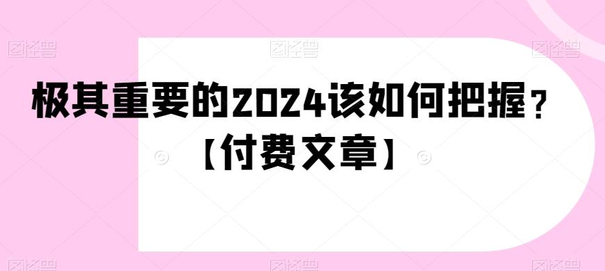 极其重要的2024该如何把握？【付费文章】-策里行间