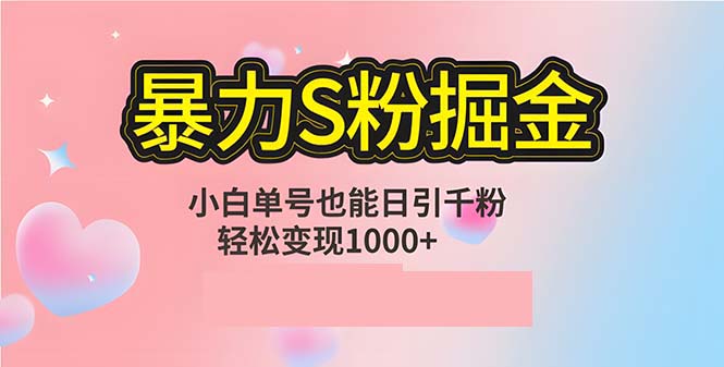 单人单机日引千粉，变现1000+，S粉流量掘金计划攻略-策里行间