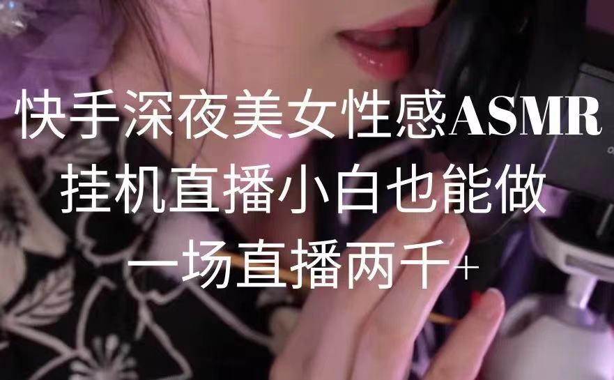 快手深夜美女性感ASMR挂机直播，小白也能做，一场直播两千+-策里行间