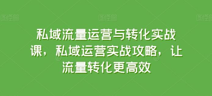 私域流量运营与转化实战课，私域运营实战攻略，让流量转化更高效-策里行间
