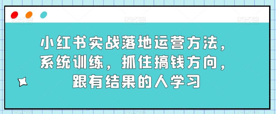 小红书实战落地运营方法，系统训练，抓住搞钱方向，跟有结果的人学习-策里行间