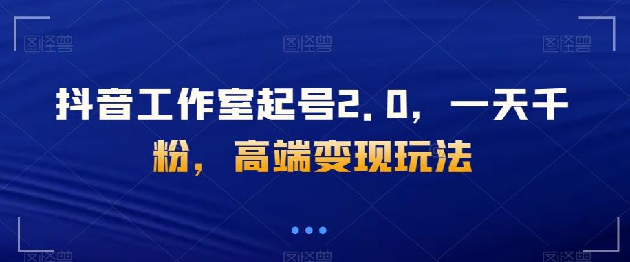 抖音工作室起号2.0，一天千粉，高端变现玩法【揭秘】-策里行间
