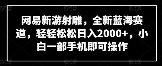 网易新游射雕，全新蓝海赛道，轻轻松松日入2000+，小白一部手机即可操作【揭秘】-策里行间
