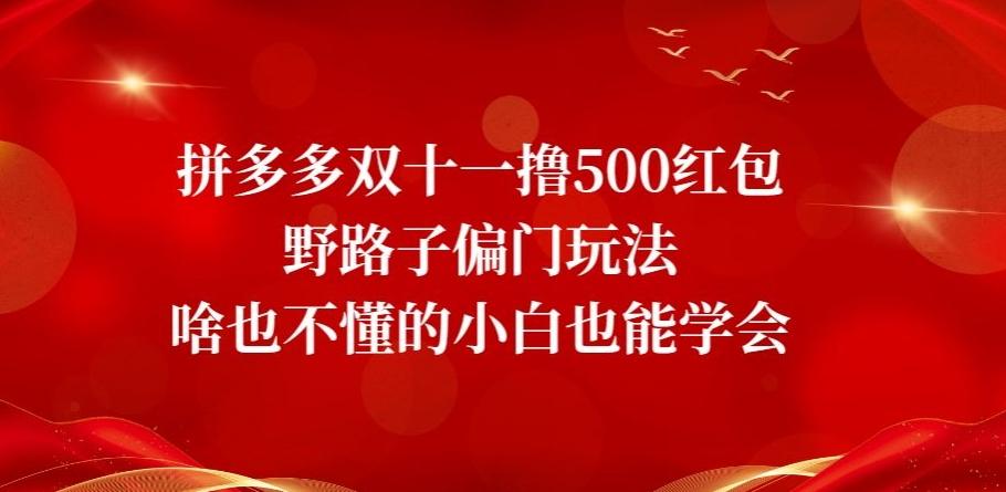 拼多多双十一撸500红包野路子偏门玩法，啥也不懂的小白也能学会【揭秘】-策里行间
