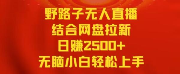 野路子无人直播结合网盘拉新，日赚2500+，小白无脑轻松上手【揭秘】-策里行间